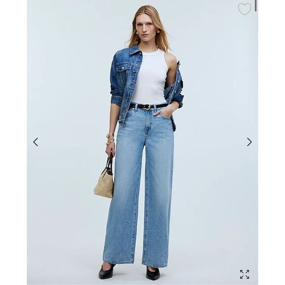 $138 Madewell NWT T Superwide-Leg Jeans in Ahern Wash: Airy Denim Edition size 2